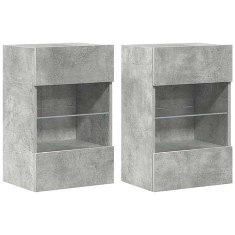 Mobili TV a Parete con Luci LED 2pz Grigio Cemento 40x30x60,5cm - Foto 1