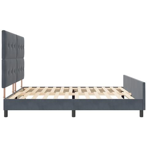 Letto Matrimoniale Grigio Scuro 200x200 cm in Velluto - Foto 9