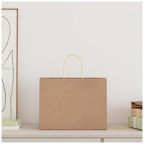 Sacchetti di Carta 250 pz con Manici Marrone 32x17x25 cm - Foto 2