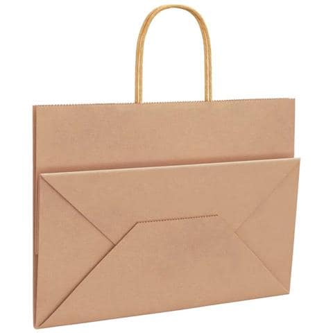 Sacchetti di Carta 250 pz con Manici Marrone 32x17x25 cm - Foto 9