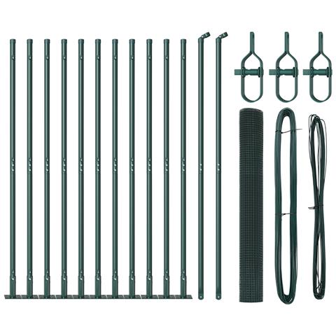 Recinzione in Filo Saldato con 13 Pali Flangiati Verde 1.2x25 m Acciaio - Foto 1