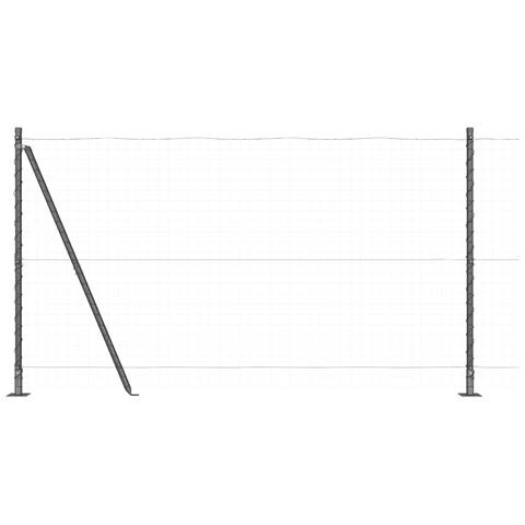 Pali per Recinzione con Piastrine di Base 7 pz Ø32mm 68,5cm Acciaio Zincato - Foto 1