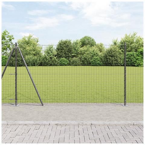 Pali per Recinzione con Piastrine di Base 7 pz Ø32mm 68,5cm Acciaio Zincato - Foto 2