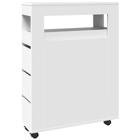 Mobile da Bagno Stretto con Ruote Bianco in Truciolato - Foto 1