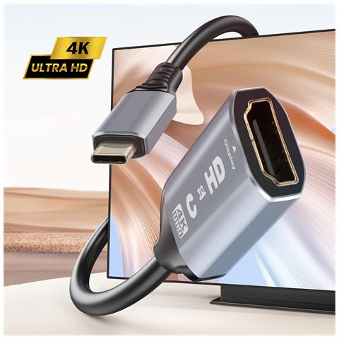 Adattatore Video Usb C A Hdmi 4k Alta Risoluzione Design Compatto, Nero - Foto 5