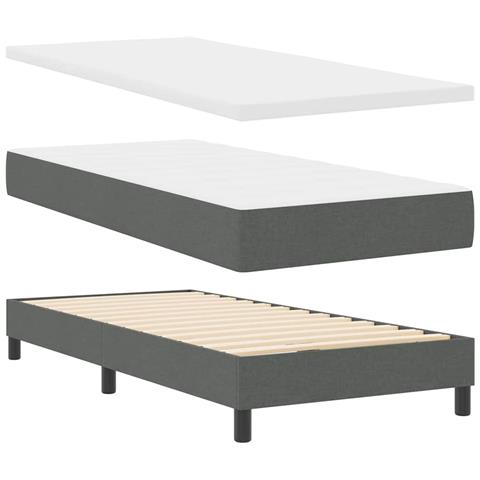 Letto box spring con materasso Grigio scuro 90 x 190 cm - Foto 1