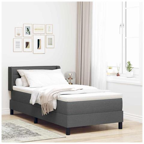 Letto box spring con materasso Grigio scuro 90 x 190 cm - Foto 2