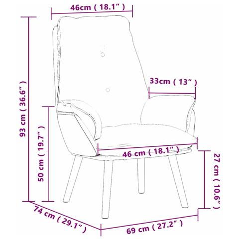 Sedia rilassante Grigio scuro 69 x 74 x 93 cm Tessuto - Foto 8
