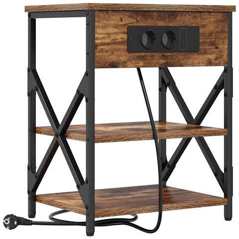 Comò con stazione di ricarica Rovere fumo Legno multistrato - Foto 1