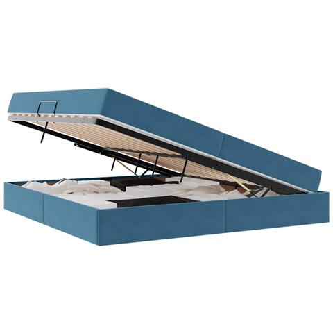 Letto con contenitore e materasso Blu Scuro 200 x 200 cm - Foto 1