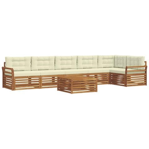 Set di divani da esterno con cuscino 7 pcs Naturale e Crema - Foto 1