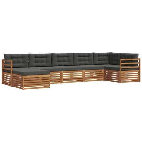 Set divani 7 pcs Naturale e Antracite Legno di Acacia Massello - Foto 1