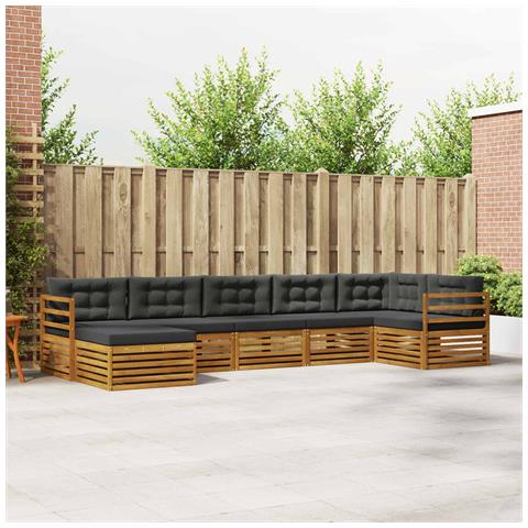 Set divani 7 pcs Naturale e Antracite Legno di Acacia Massello - Foto 2