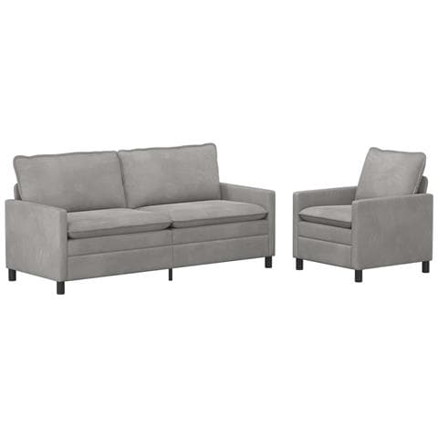 Set di divani 2 pcs Grigio Chiaro Velluto - Foto 1