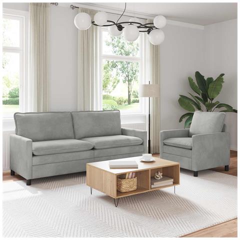 Set di divani 2 pcs Grigio Chiaro Velluto - Foto 2
