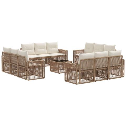 Set Divano da Giardino 13 pcs Beige e Bianco Crema polyrattan - Foto 1