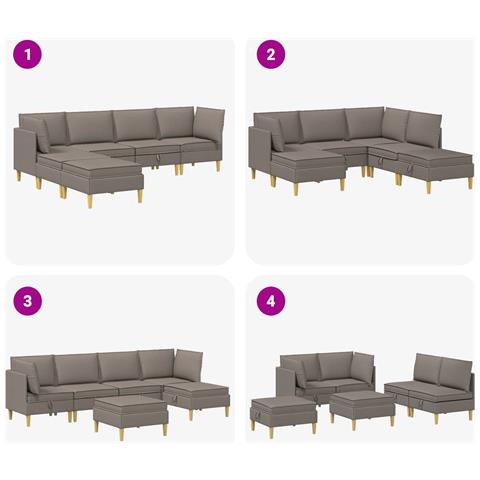 Set di divani modulari con spazio di archiviazione 6 pcs - Foto 9