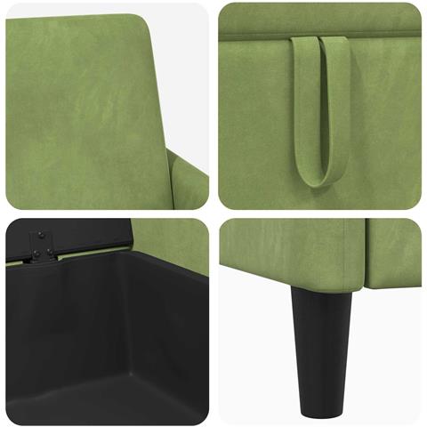 Set di Divani con Storage 2 pz Verde chiaro Poliestere - Foto 2