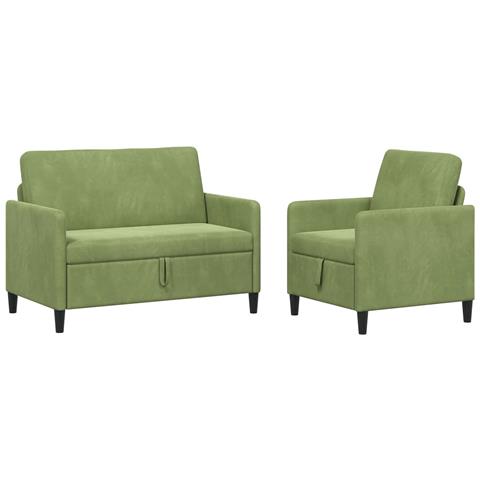 Set di Divani con Storage 2 pz Verde chiaro Poliestere - Foto 1
