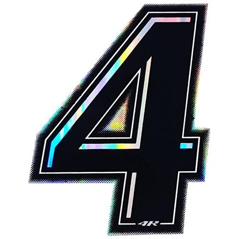 Numero 4 Adesivo Slim Olografico Nero, 10 x 6,5 cm - Foto 1
