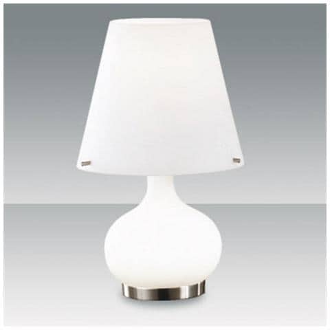 2533-34-102 Lampada Da Tavolo Ade In Vetro Soffiato Bianco, Incandescenza + Alogena G9 1x25w + E14 1x60w Ø: 200 Mm. - Foto 1