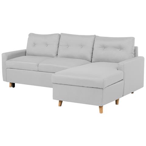 Divano Letto Ad Angolo Sinistro Con Vano Contenitore Grigio Chiaro Flakk - Foto 23