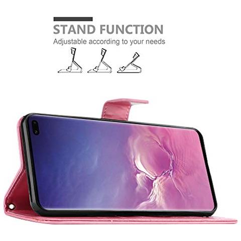 Custodia Compatibile Con Samsung Galaxy S10 Plus In Rosa Fiore - Coperchio Protettivo In Design Floreale Con Chiusura Magnetica, Funzione Stand E Slot Per Carte - Foto 2