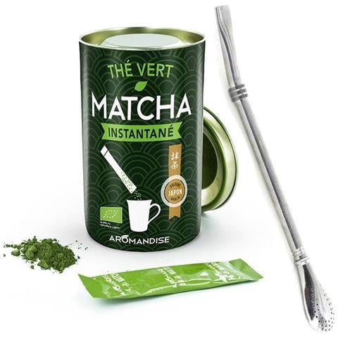 Tè Verde Matcha Istantanei In Buste + Cannuccia In Acciaio Inox Con Filtro - Foto 1