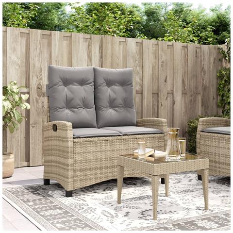 Panca Reclinabile Da Giardino Con Cuscini Beige In Polyrattan - Foto 1