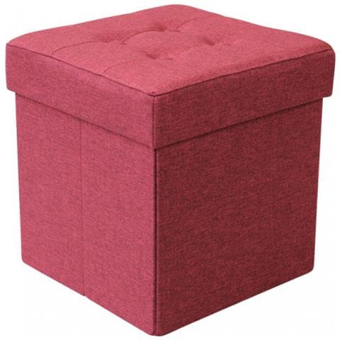 Pouf Contenitore Quadrato In Stoffa Bordeaux - Foto 1