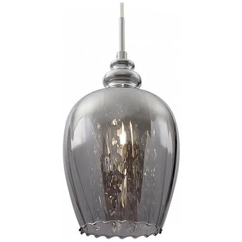Lampadario Contemporaneo Blues Metallo Nichel 1 Luce Diffusore Vetro Fumè - Foto 2