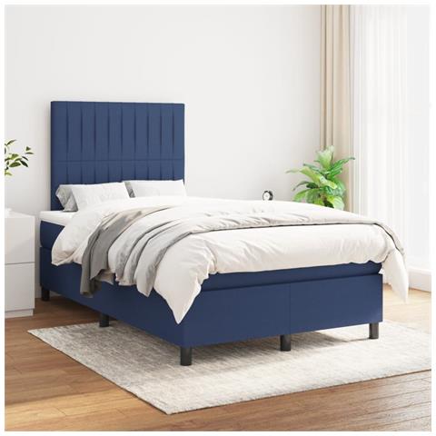 Giroletto A Molle Con Materasso Blu 120x190 Cm In Tessuto - Foto 3