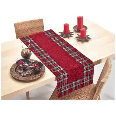 Tovaglia Copritavolo Centrino Runner Tavola Fantasia Tartan Scozzese Made In Italy 40x180 Tartan - Foto 1