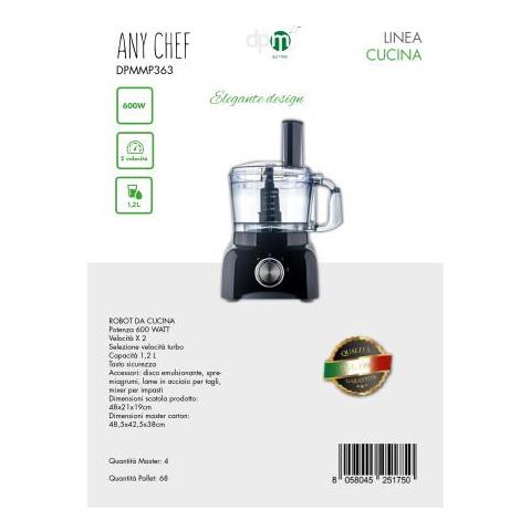 Robot Da Cucina Multifunzione MP-363 Potenza 600w Capactita 1.2 L Colore Nero - Foto 2