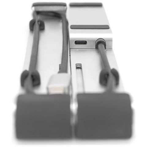 Digitus Supporto per notebook ad altezza variabile con hub USB-C™ integrato, 5 porte, Supporto per computer portatile, Argento, Alluminio, 25,4 cm (10"), 43,2 cm (17"), 15 - 36° - Foto 2