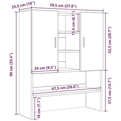 Mobile per Lavatrice Rovere Nero 70,5x25,5x90 cm - Foto 2
