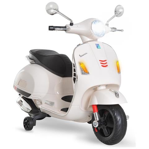 Moto Elettrica per Bambini Design Vespa, Batteria 6V con Suoni e Luci, Età 3-6 Anni, Bianco - Foto 1
