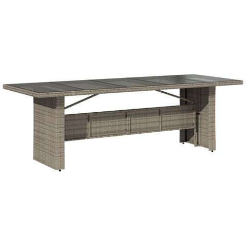 Tavolo Da Giardino Piano In Vetro Grigio 240x90x75cm Polyrattan - Foto 2