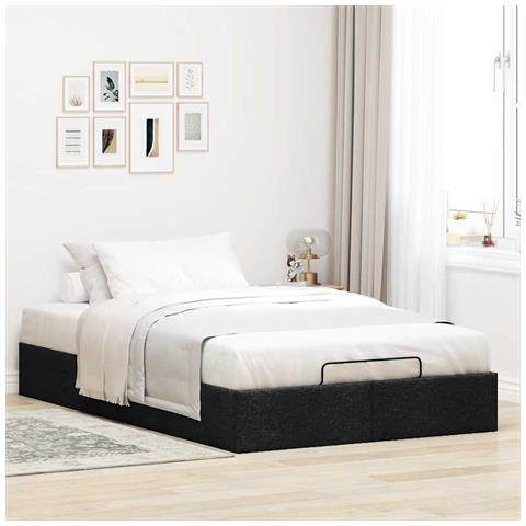 Struttura Letto Pouf Senza Materasso Nero 120x190 Cm In Tessuto - Foto 3