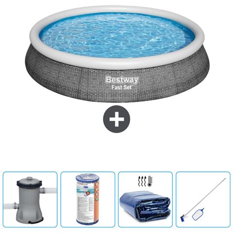 Piscina Fuori Terra - In Giro - 396x84 Cm - Grigio - Include Accessori Coordinati Cb54 - Foto 1