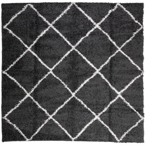 Lusso Casadino - Tappeto Shaggy Pamplona A Pelo Lungo Nero E Crema 240x240 Cm - Foto 1