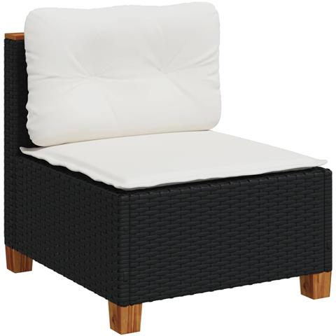 Lusso Casadino -  Set Divani Da Giardino 4 Pz Con Cuscini Nero In Polyrattan - Foto 2