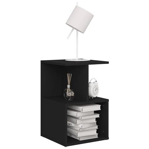 Comodino Nero 35x35x55 Cm In Legno Multistrato - Foto 2