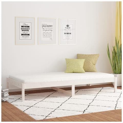 Dormeuse Senza Materasso Bianca 90x200 Cm Legno Massello Pino - Foto 8