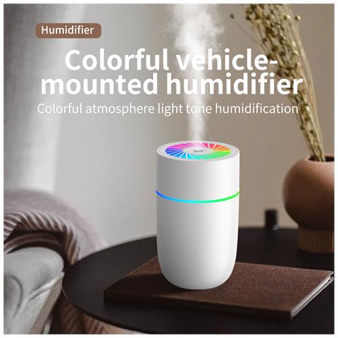 Umidificatore Per Auto Wt-009: Mini Usb Silenzioso Con Luce Colorata White - Foto 2