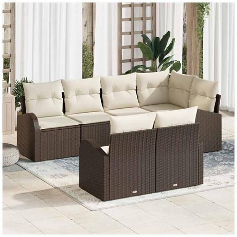 Set di divani da giardino 7 pezzi con cuscini in rattan poli da - Foto 2