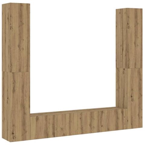 Mobili TV a Parete 6 pz Rovere Artigianale Legno Multistrato - Foto 1
