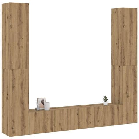Mobili TV a Parete 6 pz Rovere Artigianale Legno Multistrato - Foto 2