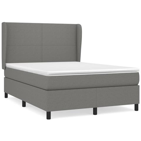 Giroletto a Molle con Materasso Grigio Scuro 140x200cm Tessuto - Foto 1