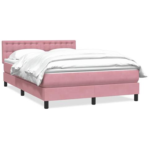 Giroletto a Molle con Materasso Rosa 140x220 cm in Velluto - Foto 1